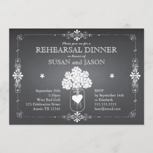 Invitation Dîner de répétition Mariage en tableau noir Mason