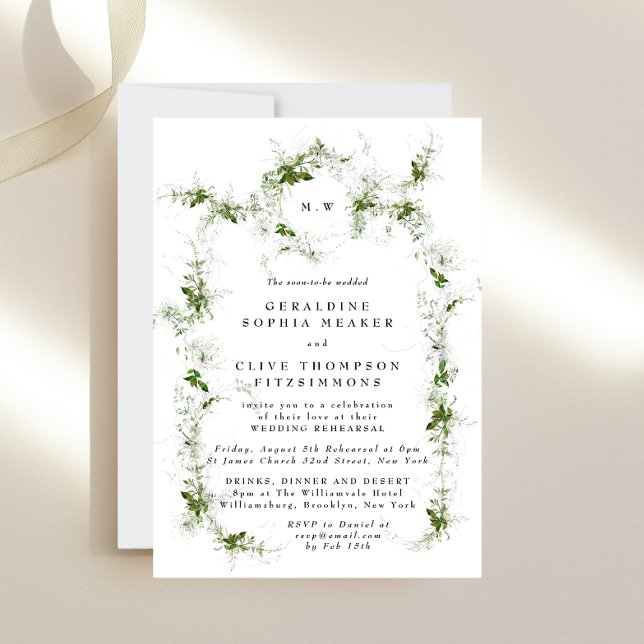Invitation Dîner de répétition Mariage Eucalyptus élégant (Créateur téléchargé)