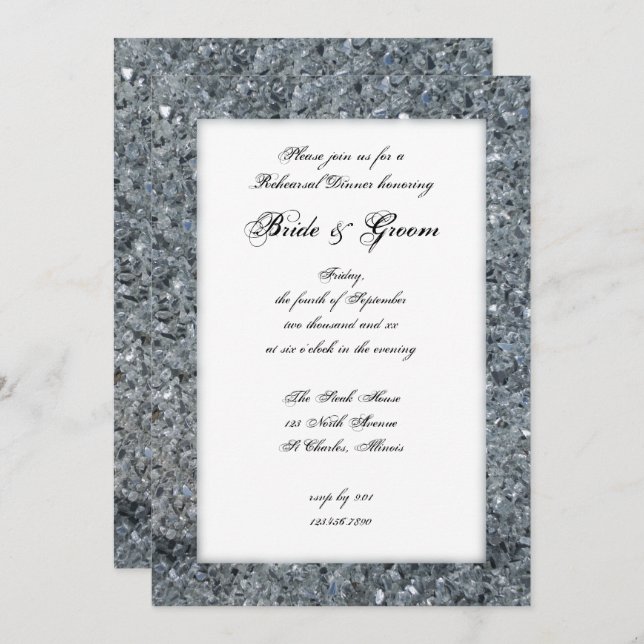 Invitation Dîner de répétition Mariage Faux Sparkle Invitatio (Devant / Derrière)