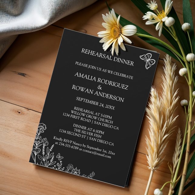 Invitation Dîner de répétition Mariage Fleurs de prairie (Créateur téléchargé)