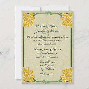 Invitation Dîner de répétition Mariage Fleurs Jaunes Vintage