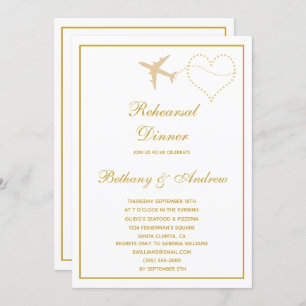Invitation Dîner de répétition Mariage Gold Blanc