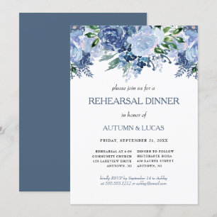 Invitation Dîner de répétition Mariage gris bleu