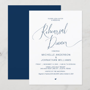 Invitation Dîner de répétition mariage, Invitat bleu de la ma