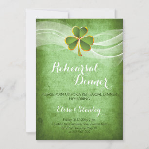 Invitation Dîner de répétition mariage irlandais sur le trèfl