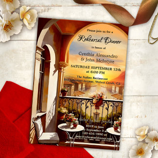 Invitation Dîner de répétition Mariage italien romantique