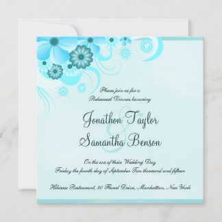 Invitation Dîner de répétition Mariage Light Aqua Blue Carré
