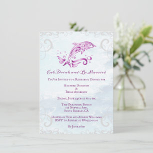 Invitation Dîner de répétition Mariage Magenta Dolphin