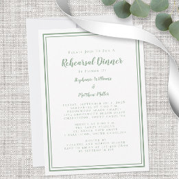 Invitation Dîner de répétition mariage Moderne Sage Vert Blan