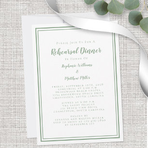 Invitation Dîner de répétition mariage Moderne Sage Vert Blan