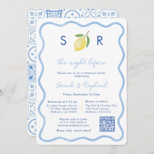 Invitation Dîner de répétition Mariage Monogram Lemon moderne
