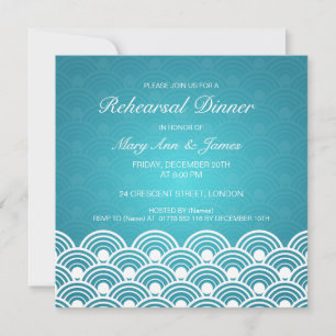 Invitation Dîner de répétition mariage Motif à bascule bleu