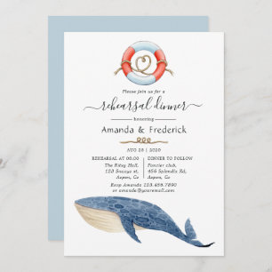 Invitation Dîner de répétition Mariage nautique de baleine