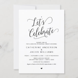 Invitation Dîner de répétition Mariage, noir classique,