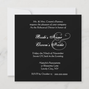 Invitation Dîner de répétition Mariage noir et blanc
