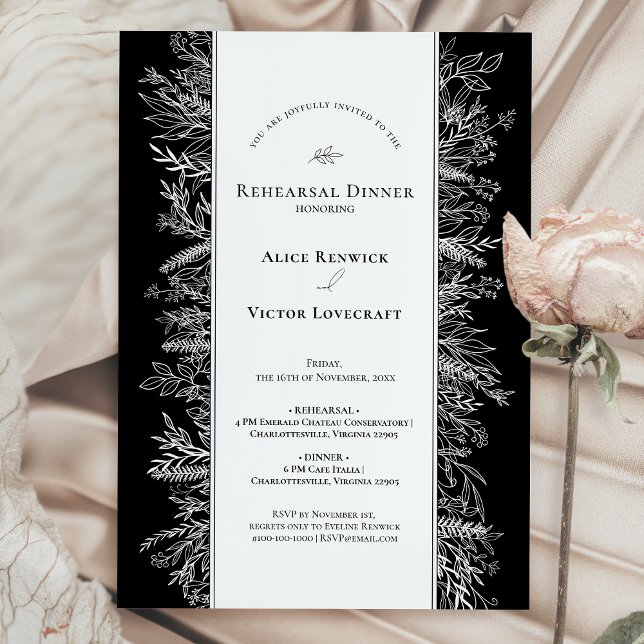 Invitation Dîner de répétition Mariage noir et blanc (Créateur téléchargé)