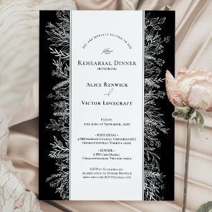 Invitation Dîner de répétition Mariage noir et blanc