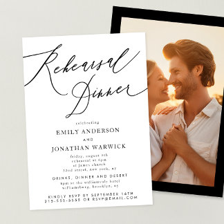 Invitation Dîner de répétition Mariage noir et blanc Photo