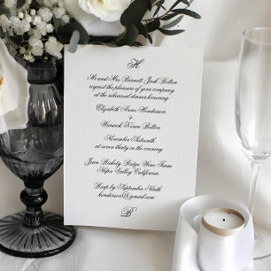 Invitation Dîner de répétition Mariage noir Monogramme classi