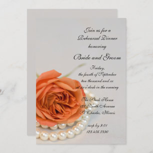 Invitation Dîner de répétition Mariage Orange Rose White Pear