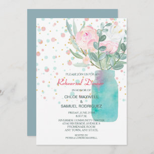 Invitation Dîner de répétition Mariage Pastel Confetti Mason 