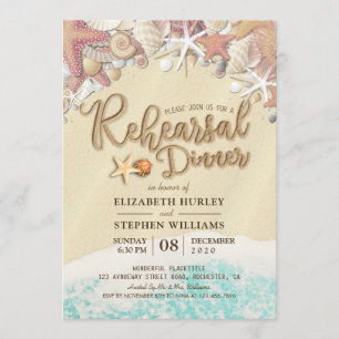 Invitation Dîner de répétition mariage Plage d'été
