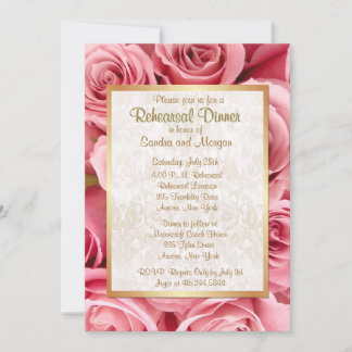 Invitation Dîner de répétition Mariage rose
