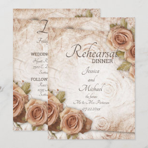 Invitation Dîner de répétition Mariage Rose de couleur douce