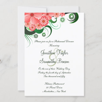 Invitation Dîner de répétition Mariage rose Hibiscus Invitati