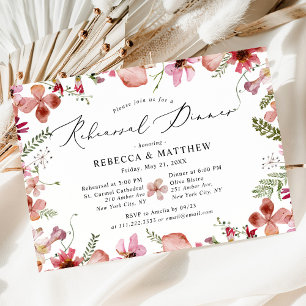 Invitation Dîner de répétition Mariage rose moderne