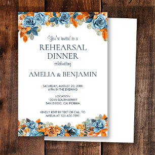 Invitation Dîner de répétition Mariage Rust Navy Blue Terraco