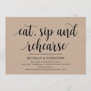 Invitation Dîner de répétition Mariage Rustic Kraft Invitatio