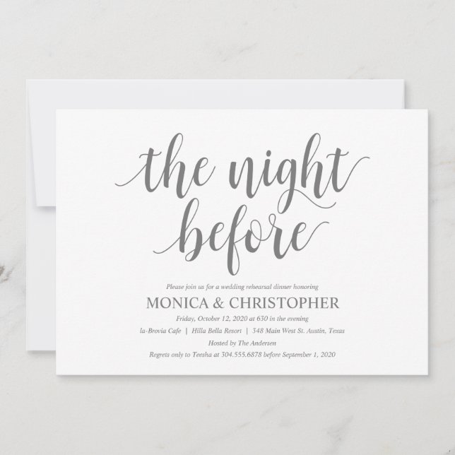 Invitation Dîner de répétition Mariage rustique Célébration (Devant)