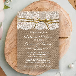Invitation Dîner de répétition Mariage Rustique Twine Bow