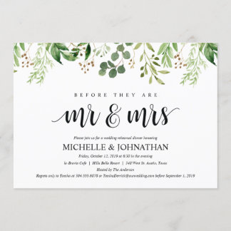 Invitation Dîner de répétition Mariage rustique verdure Invit