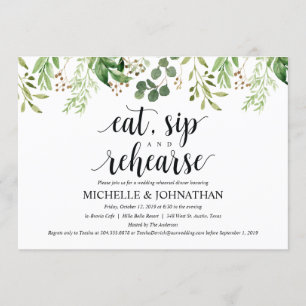 Invitation Dîner de répétition Mariage rustique verdure Invit