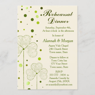 Invitation Dîner de répétition Mariage shamrock Pois