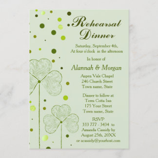Invitation Dîner de répétition Mariage shamrock Pois 2