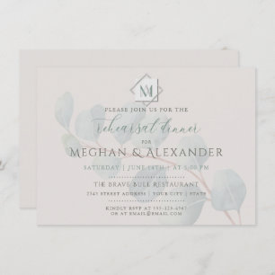 Invitation Dîner de répétition Mariage Silver Sage Eucalyptus