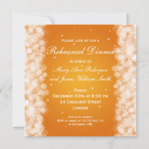 Invitation Dîner de répétition Mariage Sparkle Orange
