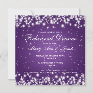 Invitation Dîner de répétition Mariage Sparkle Purple hiverna