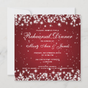 Invitation Dîner de répétition Mariage Sparkle Red