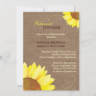 Invitation Dîner de répétition Mariage Sunflowers