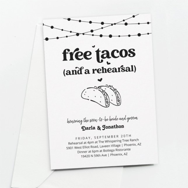 Invitation Dîner de répétition Mariage Tacos amusant (Créateur téléchargé)