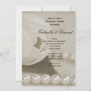 Invitation Dîner de répétition Mariage Tulipe blanche et perl