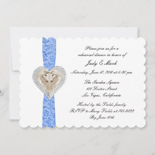 Invitation Dîner de répétition Mariage Unicorn Blue Lace Invi