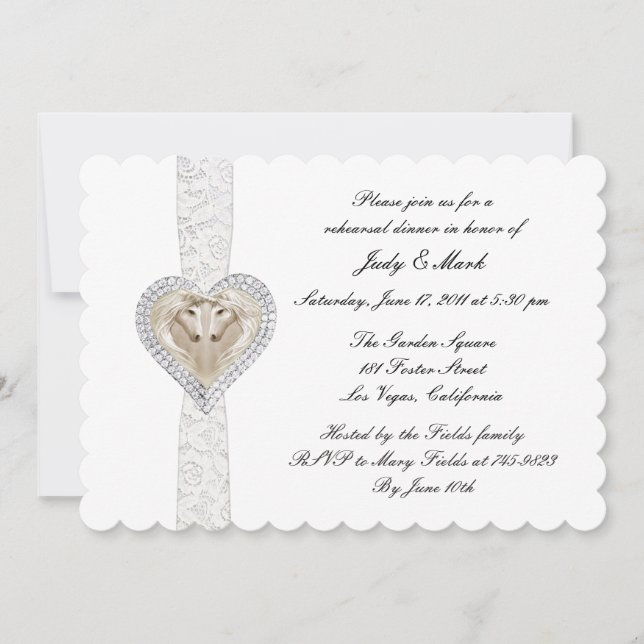 Invitation Dîner De Répétition Mariage Unicorn Et Dentelle In (Devant)