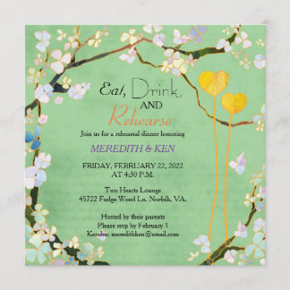 Invitation Dîner de répétition Mariage vert Pistachio