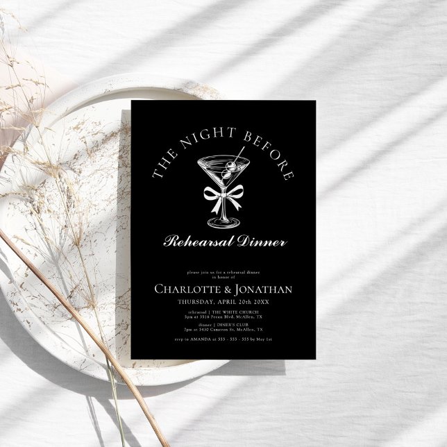 Invitation Dîner de répétition Martini à main élégante (Créateur téléchargé)