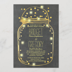 Invitation Dîner de répétition Mason Jar Confetti en or